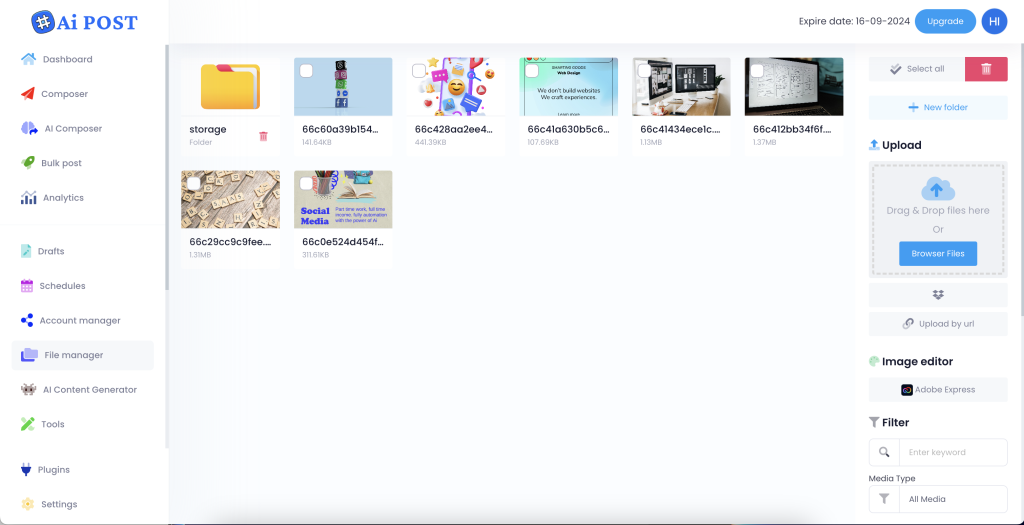 File Manager | upload & manage your images / assets